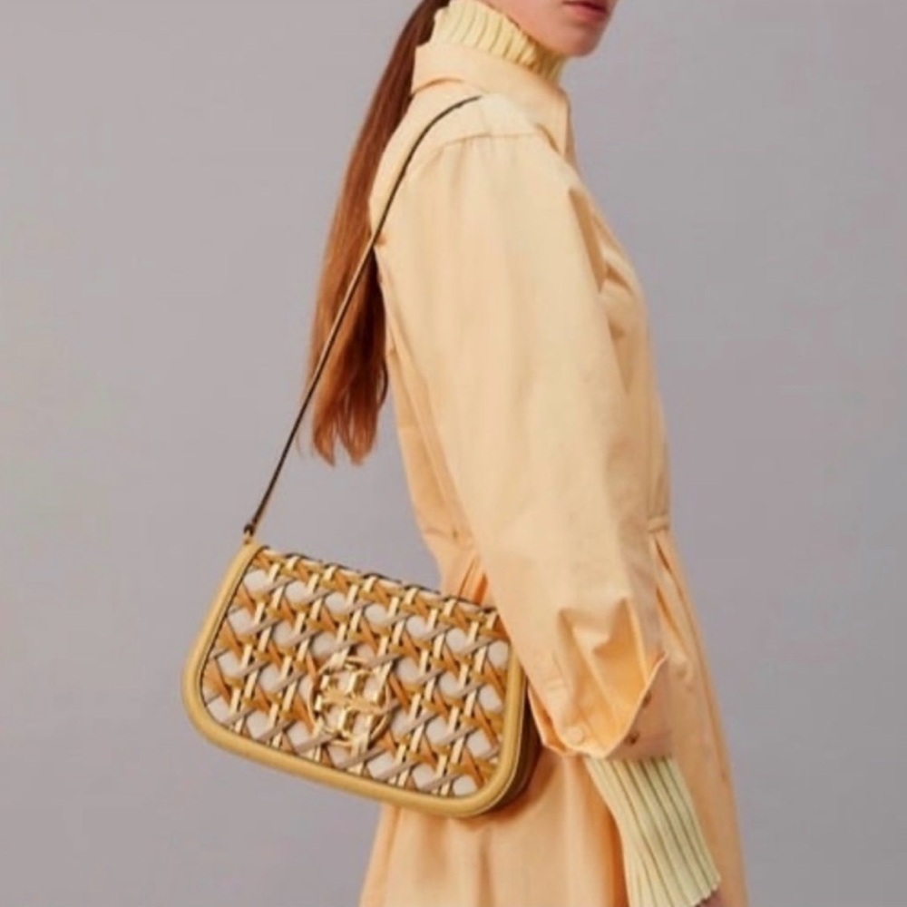 NWT Tory Burch Miller Basketweave Clutch Convertible Bag